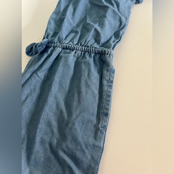 Cat & Jack 3T Light Blue Denim Puff Short Sleeve Romper w/ Buttons - Picture 5 of 5